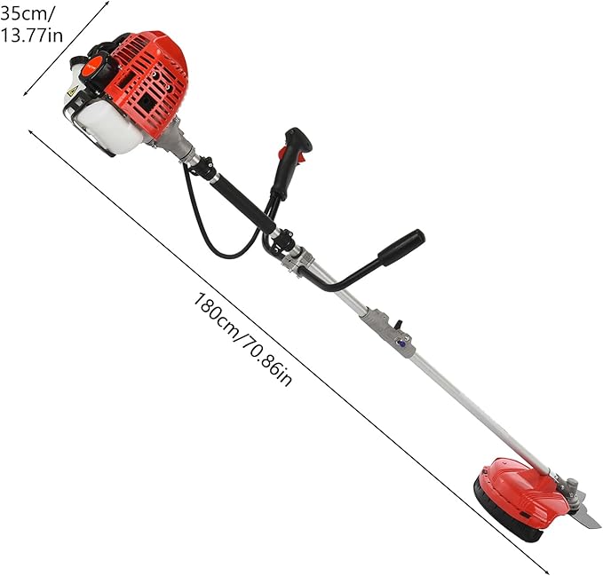52cc 2-Stroke Gas Weed Wacker | 2-in-1 Cordless Gas Lawn Mower | 2.2KW/8500RPM String Trimmer | for Villa Garden Community Lawn Park Red
