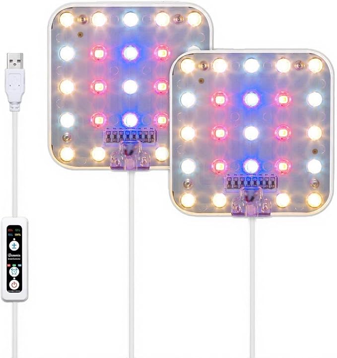 DOMMIA Grow Lights, Full Spectrum High PPFD with Optical Lens, Auto on/Off and 6/12/16H Timer,4 Brightness Levels,Under Cabinet LED Plant Light for All Indoor Growing