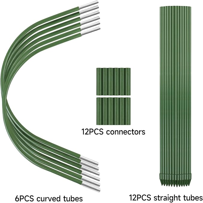 FOTMISHU 6Pcs Garden Hoops, 19.7"x23.6" Greenhouse Hoops Rust-Free Grow Tunnel, Garden Stake with Plastic Coated Plant Supports for Raised Beds Row Cover Garden Fabric