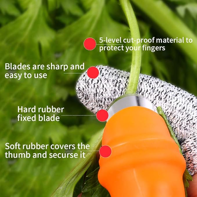 Upgrade Garden Silicone Thumb Knife, Harvesting Plant Tool, Gardening Gifts, Finger Picking for Trim Vegetable Gardening and Kitchen Help (S)
