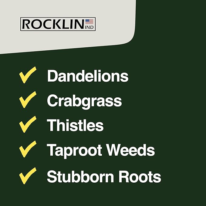 Rocklin™ Stand Up Weed Puller Tool - 4 Claw Steel Head - 48 inch Handle - 100% Metal - Easily Remove Weeds Without Bending or Kneeling (WeedPuller2.0)