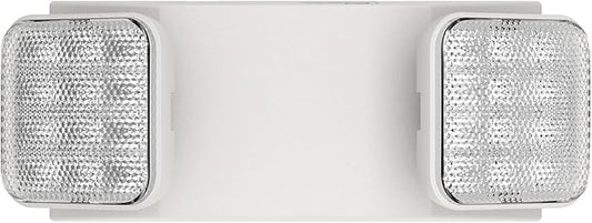 1 Pack LED Emergency Lighting Fixture with 2 LED Heads-Hardwired Adjustable White Commercial Emergency Lights with Battery Backup for Power Failure