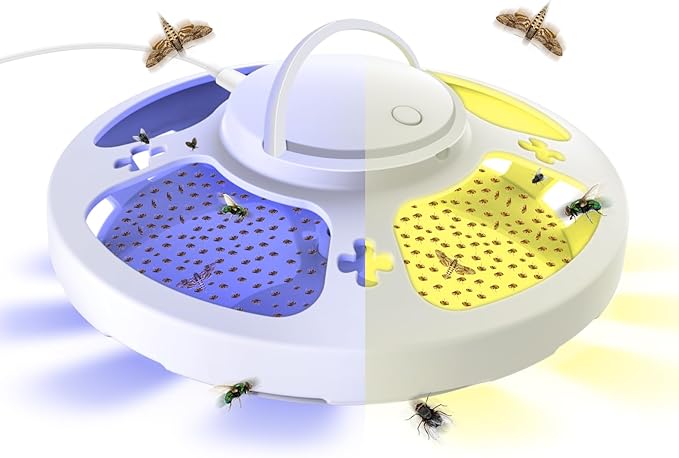 Updated Flea Traps for Inside Your Home with 3 Sticky Pads and USB Cable, Flea Light Traps for Home, Hanging Pest Control Device for Bugs Moths Gnats, Effective Indoor Outdoor