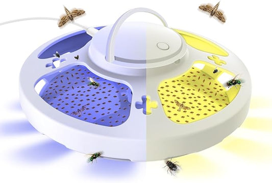 Updated Flea Traps for Inside Your Home with 3 Sticky Pads and USB Cable, Flea Light Traps for Home, Hanging Pest Control Device for Bugs Moths Gnats, Effective Indoor Outdoor