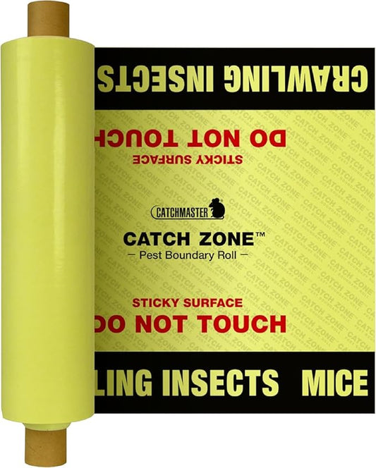 Catchmaster Catch Zone Pest Boundary Roll 1-PK 60FT, Adhesive Mouse Traps Indoor, Spider, Lizard, & Ant Sticky Traps for Crawling Insects, Pest Control Glue Traps for Warehouse, Basement, & Kitchen