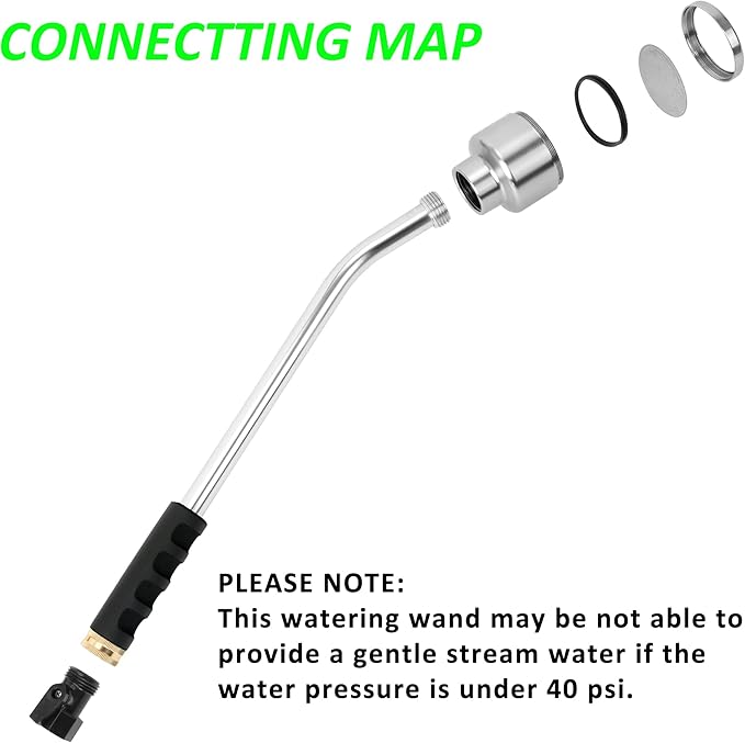 STYDDI 18-inch Soft Rain Watering Wand with Shut Off Valve, Lightweight and Durable Metal Gentle Watering Wand Perfect for Hanging Baskets, Planters, Garden, Shrubs and Seedbed