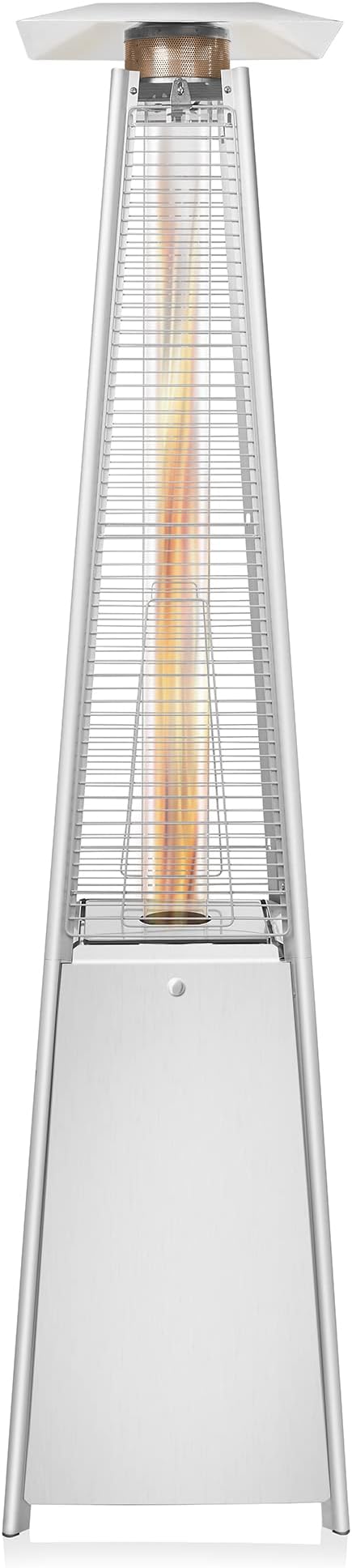 Casafield Outdoor Propane Patio Heater with Wheels, Stainless Steel - Modern Dancing Flame, Commercial & Residential, Uses Standard 20lb LP Gas Tank