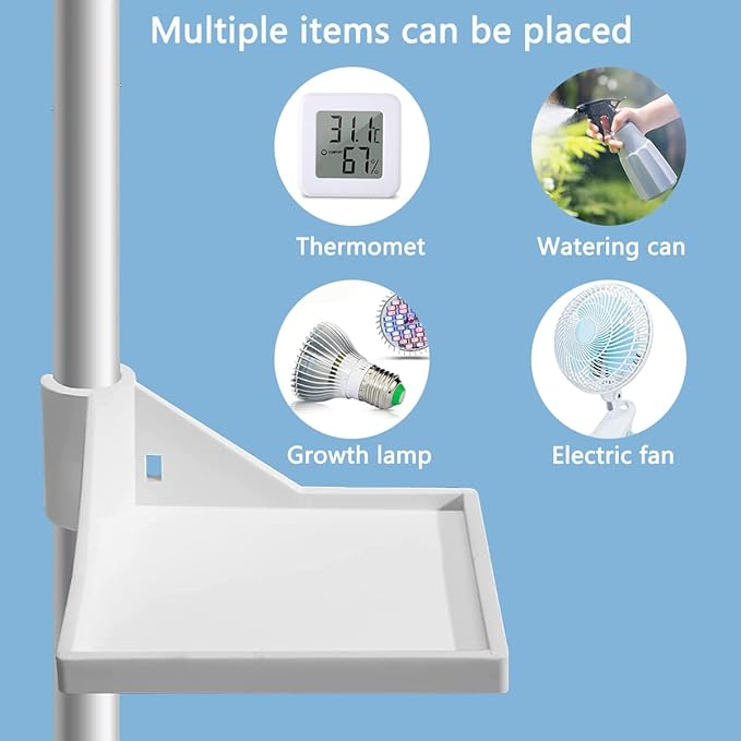 4 PCS Grow Tent Corner Shelf,16 mm Grow Tent Accessories,White Grow Tent Shelves for Place The Hygrometer Camera and Planting Equipment Black/White (White/4PCS)