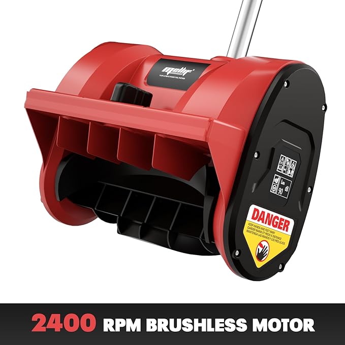 Mellif Brushless Snow Shovel Compatible with Milwaukee 18v Battery - Tool Only, 12in. Clear Width, 6in. Depth, 17ft. Throw Distance, Heavy-Duty, Cordless with Adjustable Chute, Weather-Resistant (Red)