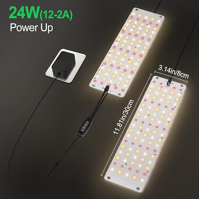 TONYFUL LED Grow Lights, 180 LEDs Plant Lights for Indoor Growing, 24W Premium Full Spectrum Grow Light with 3/9/12H Timer, 10 Dimmable Levels - Ideal for Indoor Growing (2Pcs)