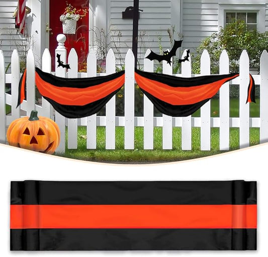Halloween Bunting Flag- 3 Stripe Orange & Black Bunting Flags Trick or Treat Halloween Decor Outside Wall Garden Porch Indoor Home - 24" x 240"
