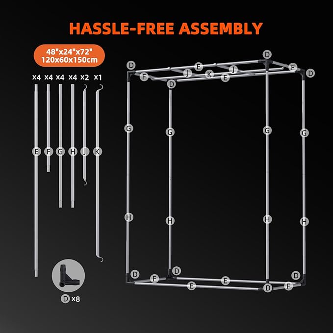 Spider Farmer 4x2 Grow Tent Pro-Grade, 48"x24"x60", with Observation Window and Floor Tray, 1680D Thicken Mylar Canvas, 4x2x5 for Indoor Hydroponic Growing for SF2000, SE4500, G4500