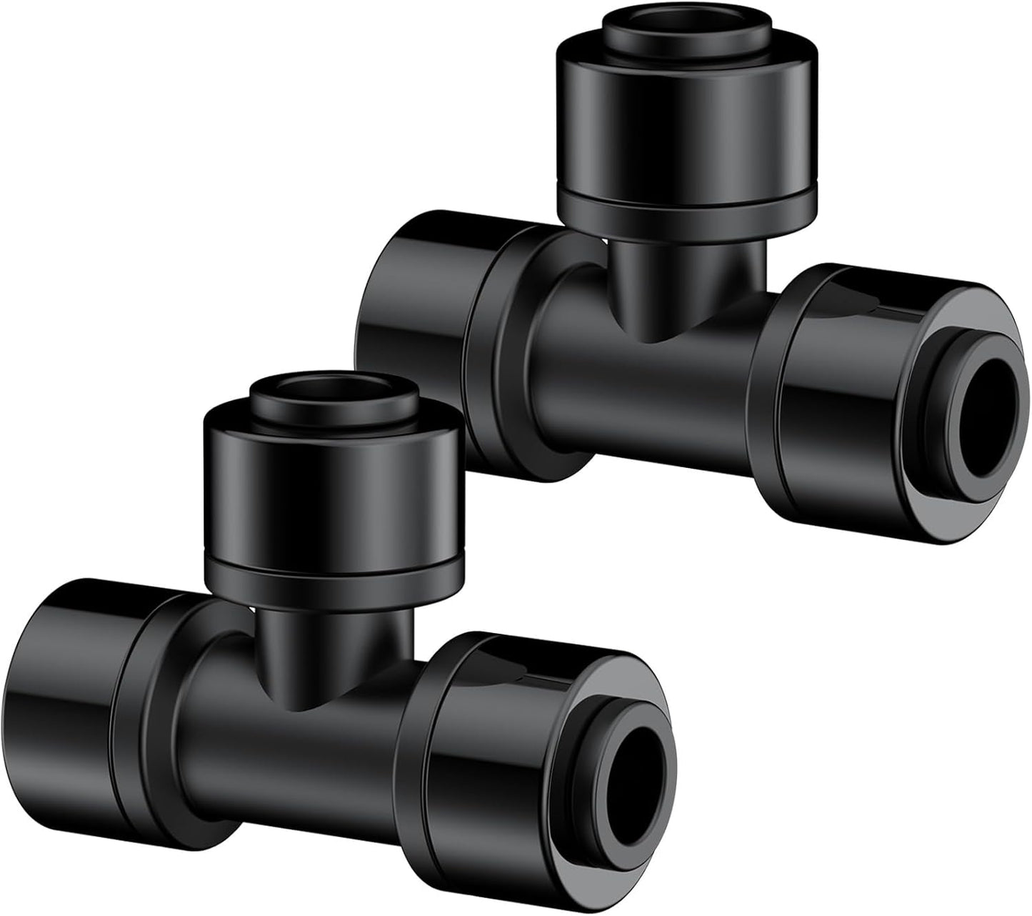 Pawfly 15 Pack Quick Connect 1/4" Drip Irrigation Tee Connectors, Push-to-Connect Drip Irrigation Tee Fittings for 1/4 Inch Irrigation Tubing & Sprinklers, Anti-Leak Drip Irrigation System Parts