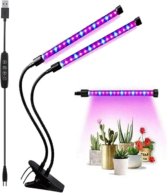 40W Grow Light LED Plant Grow Lights Full Spectrum for Indoor Plants, Auto ON Off with 3/9/12H Timer, 9 Dimmable Lightness Clip-On Desk Grow Lamp Bulbs