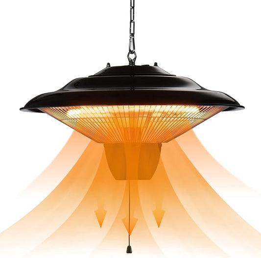 TRUSTECH Electric Outdoor Heater, 1500W Outdoor Hanging Heater, 3S Fast Heating, IP34 Waterproof, Silent Operation, Adjustable Chain, Heaters for Indoor and Outdoor Use, Gazebo, Garage, Patio, Balcony