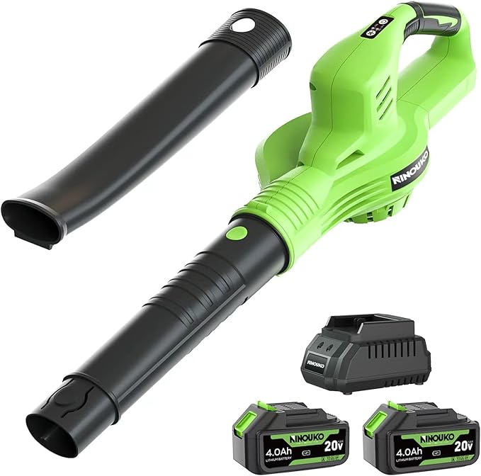 Leaf Blower Cordless, 20V Electric Cordless Leaf Blower with 8000mAh Battery and Charger, 2 Speed Modes, 150MPH Lightweight Battery Powered Leaf Blowers for Lawn Care, Patio, Blowing Leaves and Snow