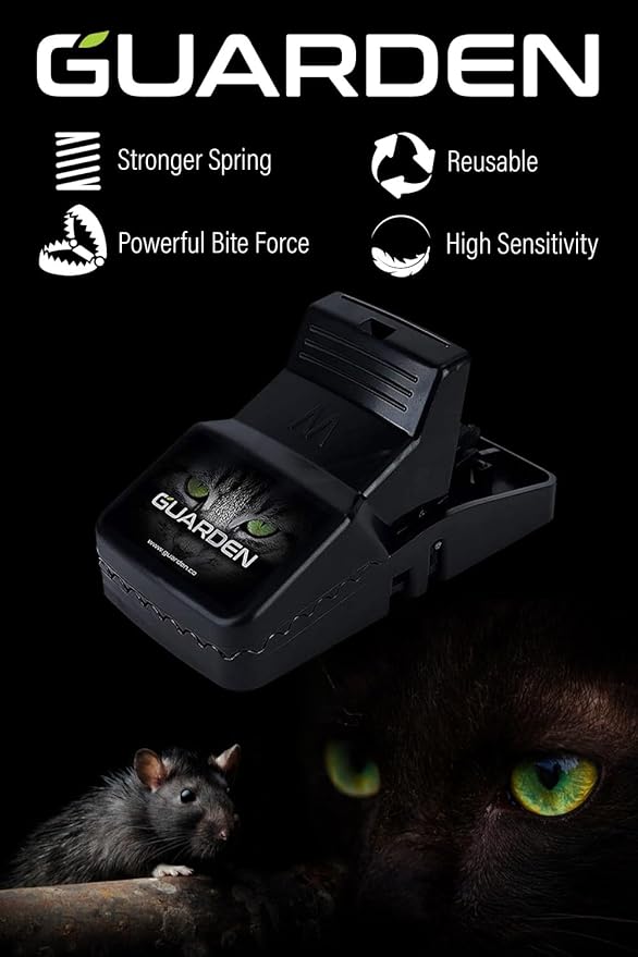 Rat Trap Six Pack - Indoor and Outdoor Traps for Mice, Voles, Rats, Chipmunks - Easy to Set, Powerful Snap, Quick Kill - by Guarden