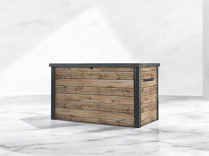 Nature Wood Design Storage Box, Weather-Resistant Deck Container, Perfect for store anything Indoor and Outdoor. (Natrul Wood Brown, 230 Gallon(32.7" D x 57.8" L x 33.8" W))