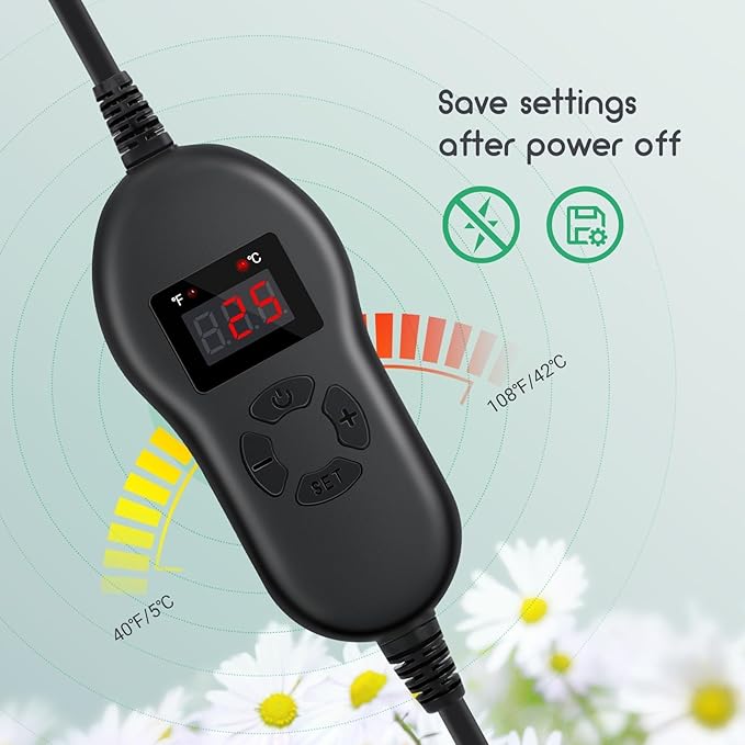 LUXBIRD Daisy Chain Plant Heating Mat with Thermostat,Timing Function Countdown, 10"x 20.75" (4 Pack)