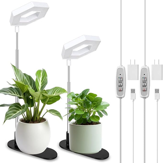 FOXGARDEN Plant Light, 84LEDs Grow Light for Indoor Plants, Full Spectrum Desk Growing Lamp with Detachable Base, Height Adjustable 7.8"-26" with Auto Timer 4H/8H/12H, 4 Dimmable Brightness, 2 Pack