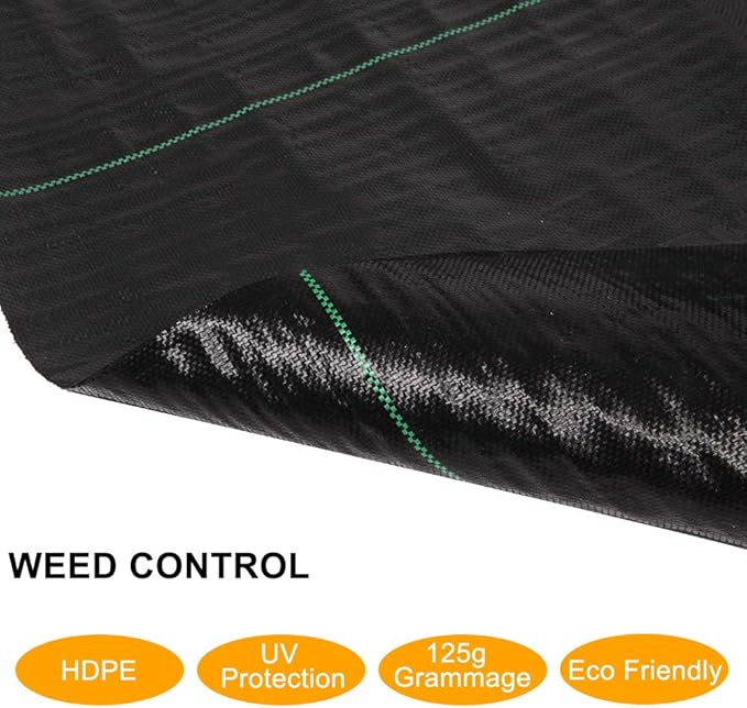 TUFFIOM Weed Barrier 6.5 x 300 FT Garden Landscape Fabric, UV Resistance Ground Cover, 125gsm/3.7OZ Heavy Duty Material for Superior Weed Control, Perfect for Greenhouse, Yard, Flower Bed, Garden