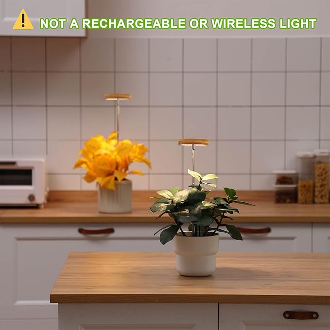 yadoker Plant Grow Light for Indoor Plant,Bamboo Mini LED Grow Light Garden,Height Adjustable,Automatic Timer with 8/12/16 Hours