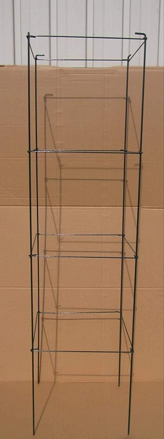 Green Square Folding Tomato Cage Plant Support Stake Tower 12 inch by 46 inch, Pack of 2 Sets