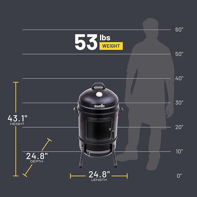 Charbroil® 20" Bullet Charcoal Smoker, Black - 18202076