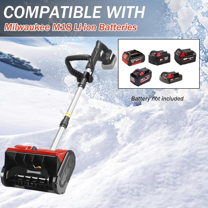 Cordless Snow Shovel,12" Electric Snow Blower with Adjustable Handle and Directional Plate,6.2" Clear Depth with Front Handle for Deck,Patio,Bare Tool(No Battery) (for Milwaukee)