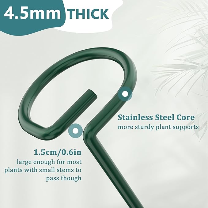 Plant Stakes for Indoor Outdoor Plants, 6 Packs 31.5 inches Plant Support Stakes with Twist Ties and Clips, Climbing Plant Sticks Garden Flower Stakes Support Hoops for Tomato, Pepper, Peony