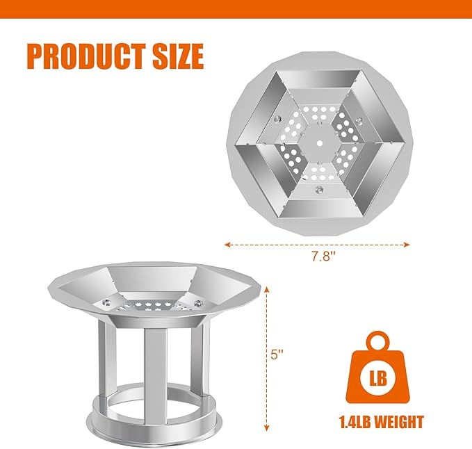 KEESHA Heat Deflector for Mesa Solo Stove 5’’, 304 Stainless Steel Heat Diffuser with 3 Detachable Legs, 1.4 lbs Masa Fire Pit Accessories-Capture Warmth & Expands Heat Radius, 7.8’’