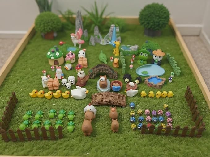 82 Pcs Fairy Garden Accessories Kit - Miniature Figurines, Resin Mushrooms, Elves, Animals, Bridges & Decor for DIY Terrarium, Dollhouse, Succulent Pots, Indoor/Outdoor Craft