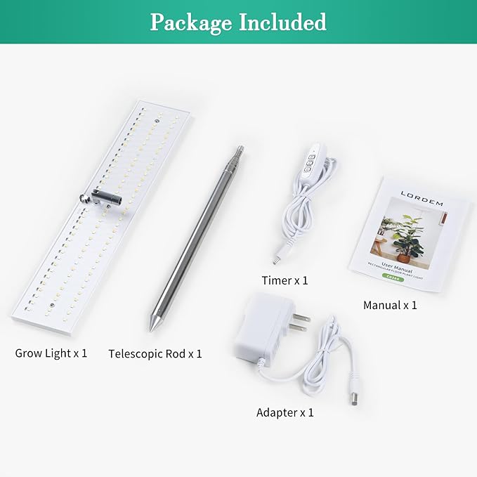 LORDEM Grow Lights for Indoor Plants Full Spectrum, Tall Plant Lights for Indoor Growing, 65 inch Height Adjustable Growing Lamp with Auto On/Off Timer 4H/8H/12H & 4 Dimmable Brightness, 1 Pack