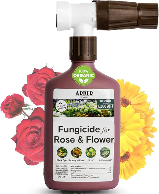 Organic Fungicide for Rose & Flower | 16oz Ready-to-Spray | Controls Powdery Mildew, Black Spot, and Blight | Safe for Organic Gardening