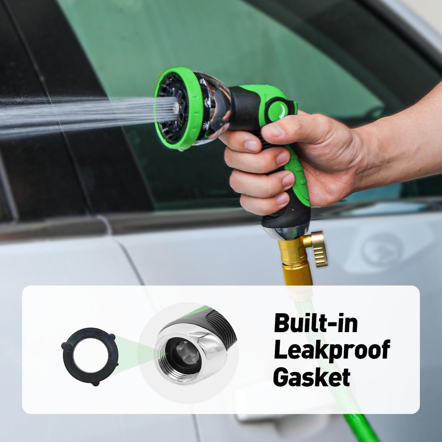 Garden Hose Nozzle Sprayer: 2 Pack 10 Watering Patterns Spray Nozzles Heavy Duty Metal Hose Head Hose Attachment, Thumb Control On Off Valve