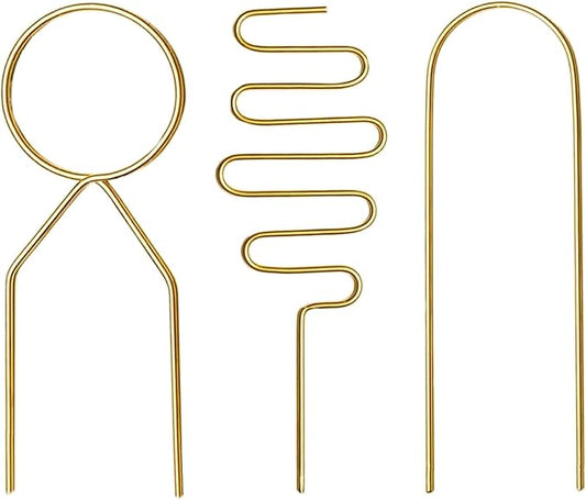 Small Metal Trellis for Potted Plants, 3 Pcs Gold Trellis for Climbing Plants Indoor, Plant Support Stake Mini House Plant Trellis for Hoya, Flower, Pothos, Monstera