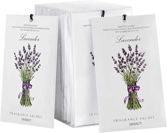 MYARO 12 Packs Lavender Scented Sachets Air Freshener for Drawer and Closet, Long-Lasting Sachets Bags Drawer deodorizers Fresh Scents, Home Fragrance for Lover