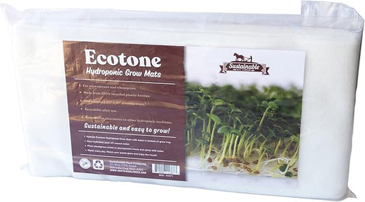 Ecoton Hydroponic Grow Mats - 10x20 Inches for 1020 Growing Trays - 10 Pack of Pads - Hydroponic Growing Mat For Microgreens and Sprouting Seeds - Made From Recycled Post-Consumer Material Recyclable