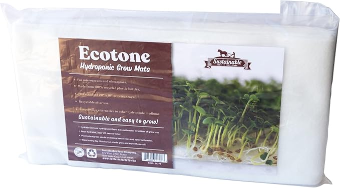 Ecoton Hydroponic Grow Mats - 10x20 Inches for 1020 Growing Trays - 240 Pack of Pads - Hydroponic Growing Mat Ideal For Microgreens and Sprouting Seeds - Made From Recyclable Post-Consumer Material