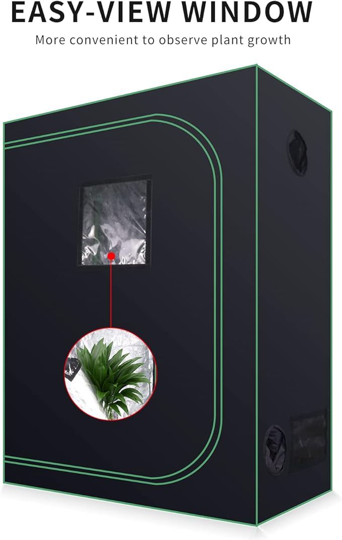 48''x24''x60'' Grow Tent Hydroponic Higher Density 600D Mylar Reflective Indoor Plant Greenhouse Growing with Observation Window and Removable Floor Tray for Flora Vegetables Flower