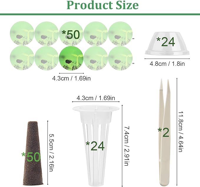 150 PCS Hydroponic Pods Kit, Seed Pods Kit for Aerogarden, Grow Anything Kit, Coolrunner Hydroponics Garden Accessories with 24 Baskets, 50 Stickers, 50 Sponges, 2 Tweezers, 24 Planting Cove (150)