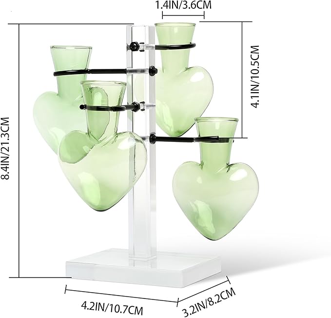 Plants Propagation Stations Plant Terrarium Kit Gift for Women Birthday Glass Planters for Indoor Plants Home Office Decor Acrylic Plant Accessories - 4 Love Hear Vase