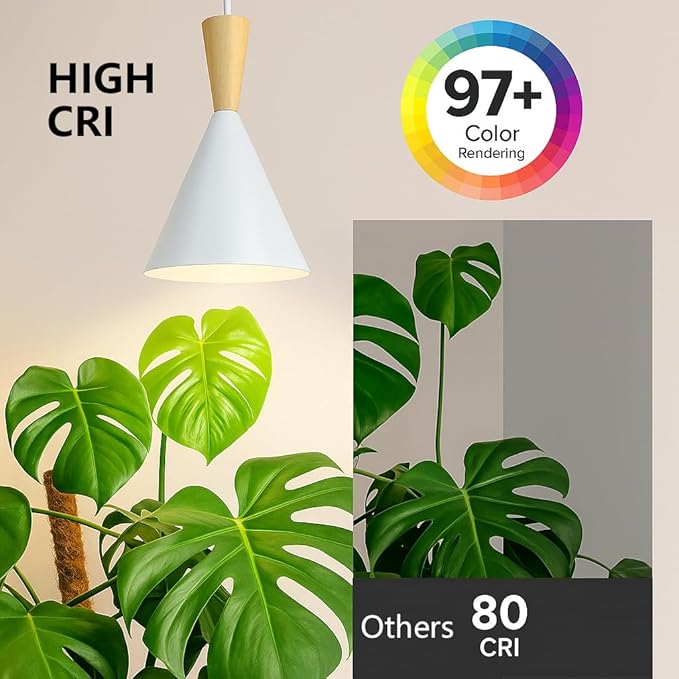 Hanging Grow Lights for Indoor Plants, Full Spectrum, with Timer and 15FT Power Cord, 20W Pendant Plant Lights for Indoor Growing, Large Tall Plant, Garden, Flowers, Greenhouse(White)