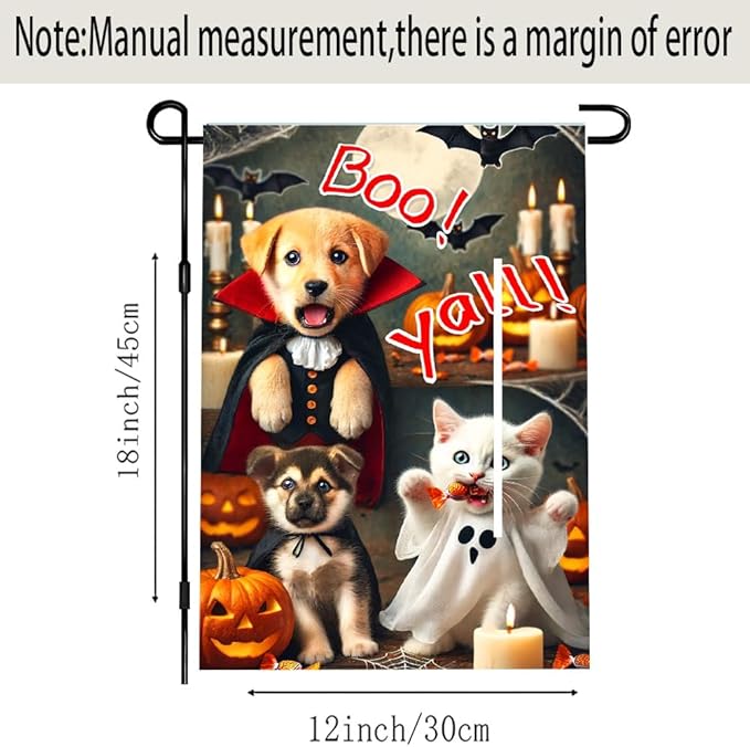 Winter Halloween Black Cat Witch Garden Flag 12x18 Inch Double Sided Fall Yard Flag