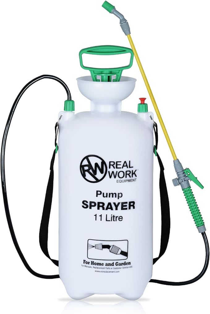 REALWORK 3-Gallon Handheld Tank Sprayer with Carry Handle and Shoulder Strap for Pests & Weeds, Watering Garden, and Spraying Plants, in Translucent White