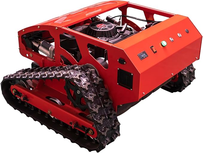 Lawn Mower, Remote Control Lawn Mower, Small Crawler Oil-Electric Hybrid Four-Wheel Drive Lawn Mowing and Weed Whacker, All Terrain Grass Cutter Yard Mower, 45° Climbing (SKD-224-55)