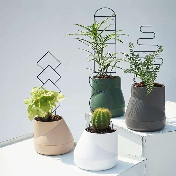 Indoor Plant Trellis for Climbing Plants, 16inch Small Garden Metal Trellis for Potted Plants Outdoor with Different Patterns for Vine Ivy Flower Plant Support 4 Pack