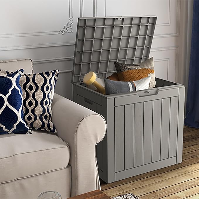 Mars Villa Deck Box, Waterproof Weatherproof and UV Resistant Resin Storage Bin with Lockable Lid, Ideal for, Outdoor, Patio Furniture Cushions, Pool Supplies, Garden Tools (31 Gallon, Grey)