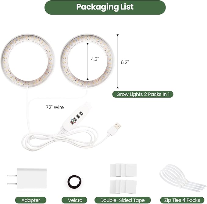 Mosthink 6.3" Ceiling Grow Lights for Indoor Plants, 144 LEDs Plant Light Full Spectrum, Under Cabinet Growing Lamp with Auto Timer, 10 Dimmable Levels, 3 Modes with Transparent Cover,Corded