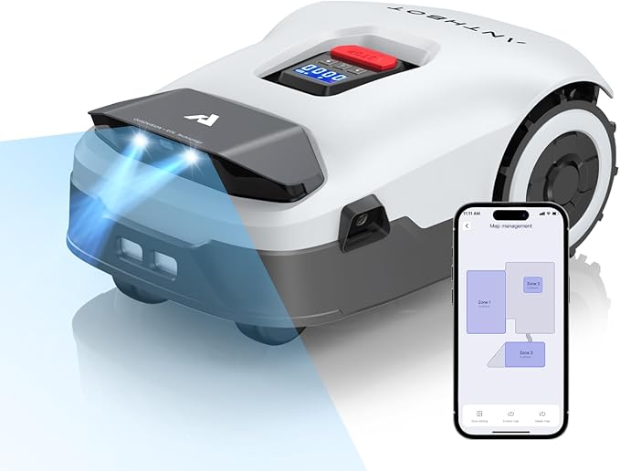 Robot Lawn Mower NO Wire - 0.21 Acre, Full Band RTK+4-Eye Vision Robotic Lawnmower, Automatic Mapping, 20 Multi-Zone Management, Accurate Obstacle Avoidance, Intelligent Path Planning, APP Control